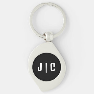Custom Initials Monogram Minimalist Modern Key Ring