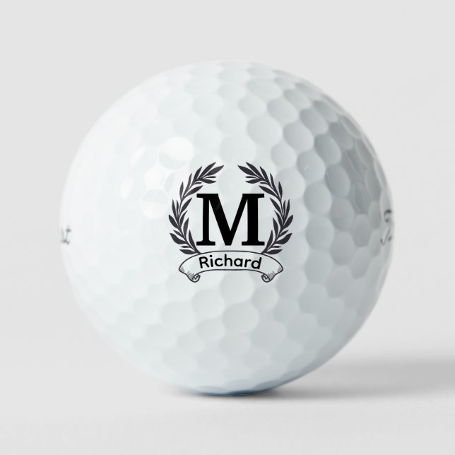 Custom Initials & Monograms, Personalised Titleist Golf Balls (Front)
