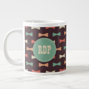 Custom Initials Muliticolor Bowties Hipster Large Coffee Mug