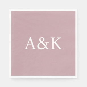 Custom Initials on Dusty Rose Mauve Wedding Napkin