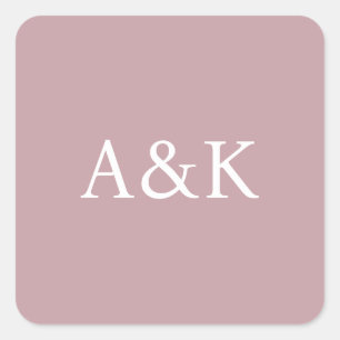 Custom Initials on Dusty Rose Mauve Wedding Square Sticker