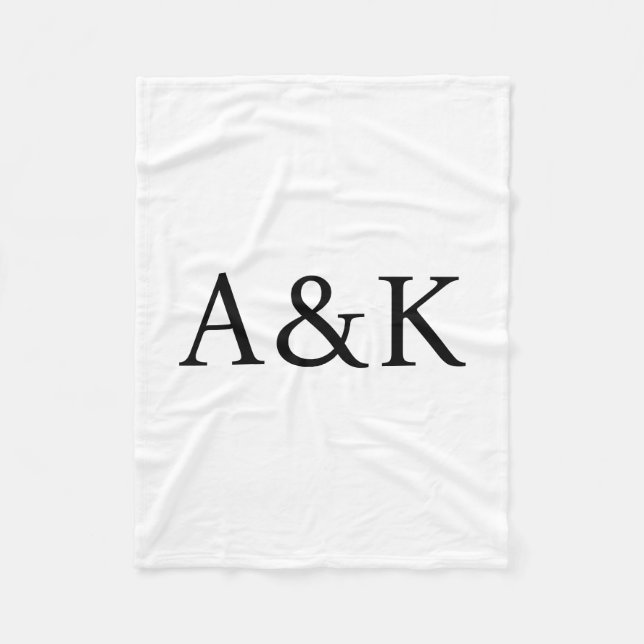 Custom Initials on White Fleece Blanket (Front)
