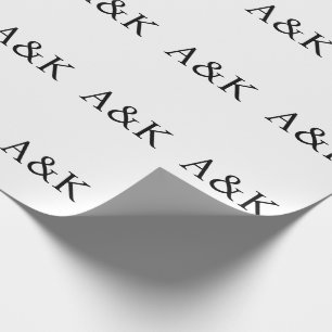 Custom Initials on White Wedding Gift Wrapping Paper