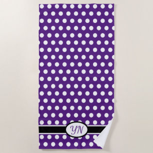 Custom initials Polka Dot Beach Towel