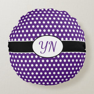 Custom initials Polka Dot Round Cushion