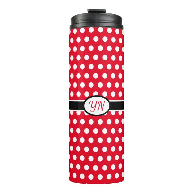 Custom Initials Polka Dot Thermal Tumbler (Front)