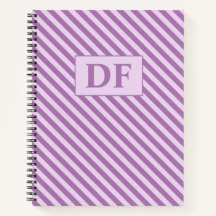 Custom Initials Purple Stripes Notebook