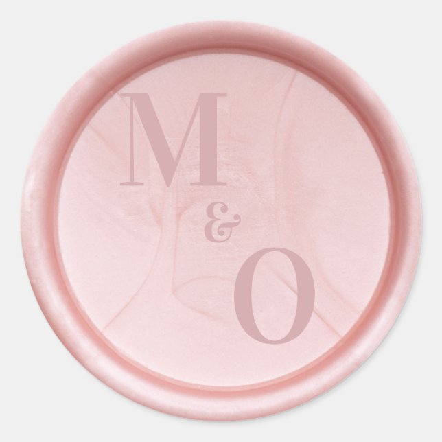 Custom initials rose gold wax seal wedding sticker (Front)