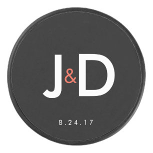 Custom Initials Wedding Favour Hockey Puck
