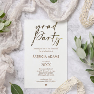 Custom insert, calligraphy script Graduation Party Invitation