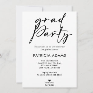 Custom Insert   Elegant minimalist grad Party  Invitation