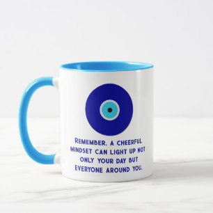 Custom Inspirational Blue Evil Eye Positive Energy Mug
