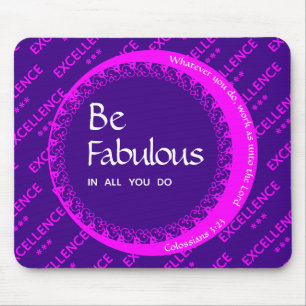 Custom Inspirational Motivational FABULOUS Purple Mouse Pad