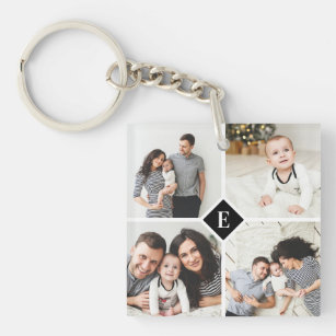 Custom Instagram Photo Collage Family Monogram Key Ring