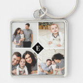Custom Instagram Photo Collage Family Monogram Key Ring (Front)