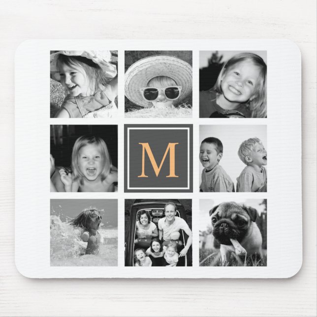Custom Instagram Photo Collage Monogram Mouse Pad (Front)
