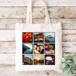 Custom Instagram Photo Collage Personalised Tote<br><div class="desc">Cute personalised tote bag personalised with a square collage of 9 of your favourite Instagram photos. Click Customise It to move photos and change text fonts and colours. Great gift for family,  friends,  parents,  and grandparents!</div>