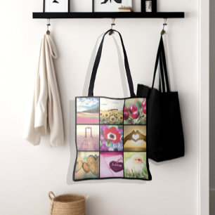 Custom instagram pictures collage tote bag
