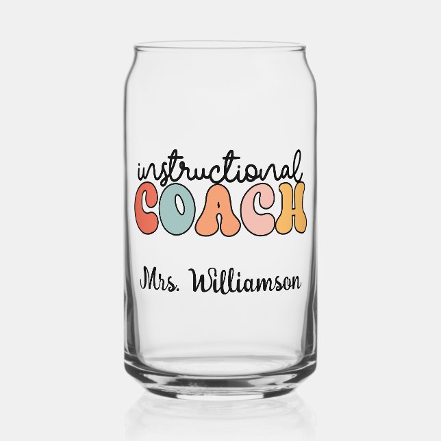 Custom Instructional Coach Educational Coach Retro Can Glass (Front)