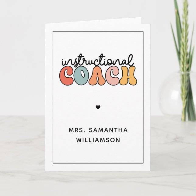Custom Instructional Coach Educational Coach Retro Card (Front)
