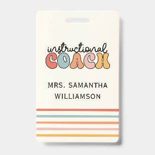 Custom Instructional Coach Educational Coach Retro ID Badge