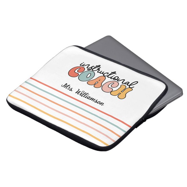 Custom Instructional Coach Educational Coach Retro Laptop Sleeve (Front Top)