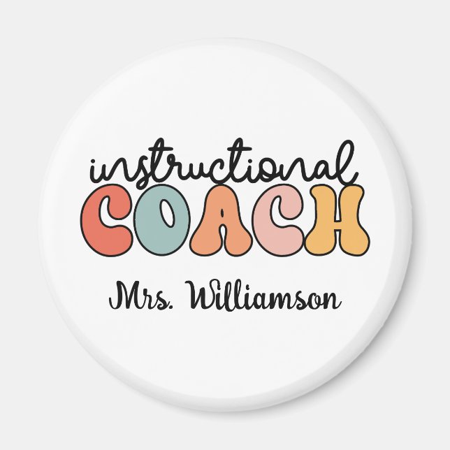 Custom Instructional Coach Educational Coach Retro Magnet (Front)