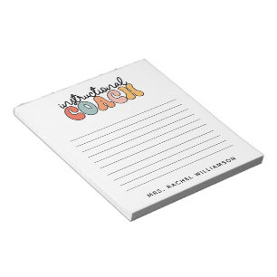 Custom Instructional Coach Educational Coach Retro Notepad