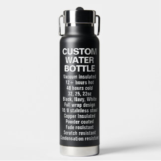 Custom Insulated Steel & Copper Bottle 25oz BLACK