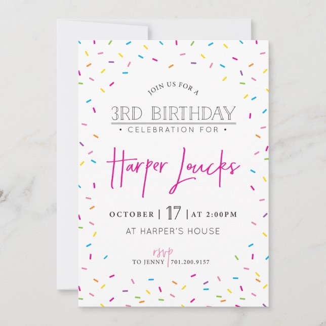 CUSTOM invitation design for HARPER (Front)