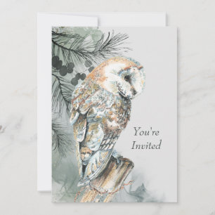 Custom Invite Housewarming Party Barn Owl Art