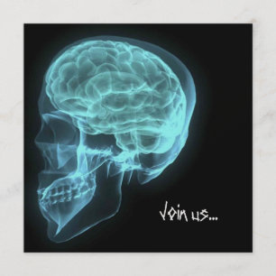 CUSTOM INVITES - Blue Neon Side View X-ray Skull