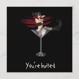CUSTOM INVITES - Red Wing Fairy Martini Glass