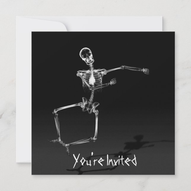 CUSTOM INVITES - X-Ray Skeleton Joy Leap - B&W (Front)