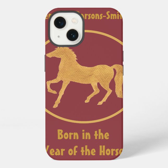 Custom iPad Case: Gold-effect Horse Pattern iPhone Case (Back)