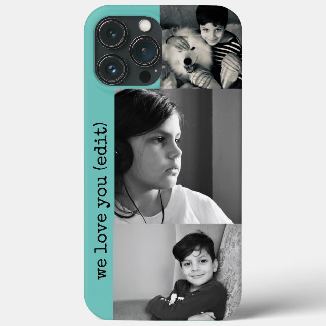 Custom iPhone 13 Case – 3 Photo Pale Blue Gift (Back)