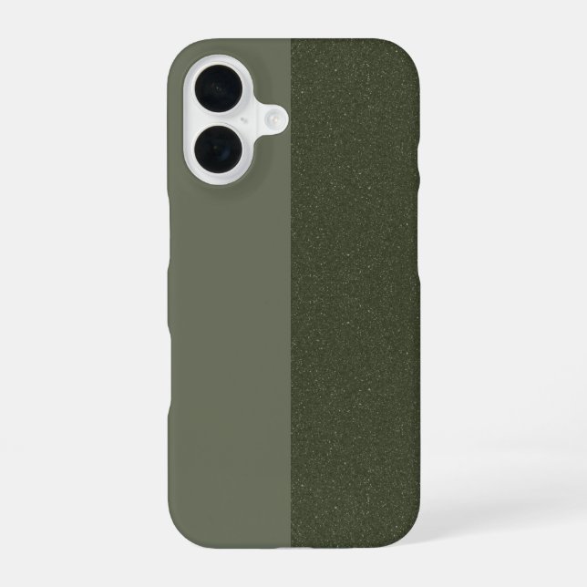 Custom iPhone 16 Case – Matte & Glitter Moss Split (Back)