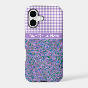 Custom iPhone 5/5s Case, Violets and Check Gingham
