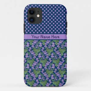 Custom iPhone 5/5s Case, Violets and Polka Dots iPhone 11 Case