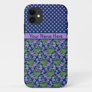 Custom iPhone 5/5s Case, Violets and Polka Dots iPhone 11 Case