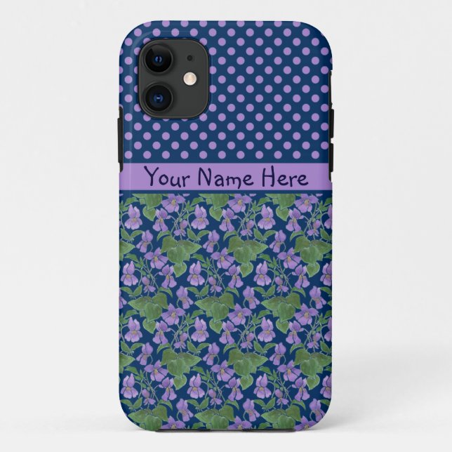 Custom iPhone 5/5s Case, Violets and Polka Dots Case-Mate iPhone Case (Back)