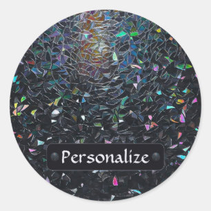 Custom Iridescent Abstract Stained Glass Pattern Classic Round Sticker