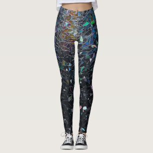 Custom Iridescent Abstract Stained Glass Pattern Leggings
