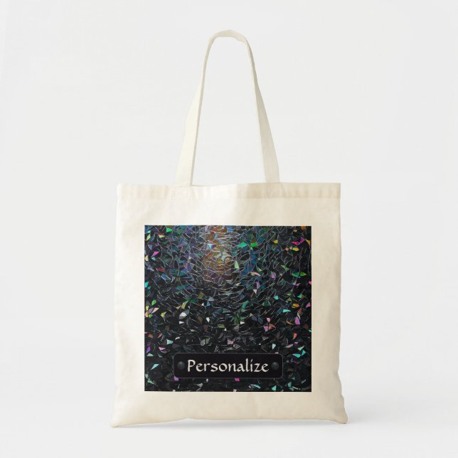 Custom Iridescent Abstract Stained Glass Pattern Tote Bag (Front)