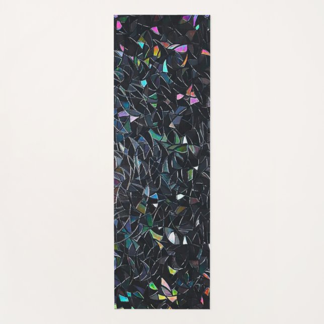 Custom Iridescent Abstract Stained Glass Pattern Yoga Mat (Front)