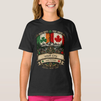 Custom Irish Canadian Flag City Province Heritage T-Shirt