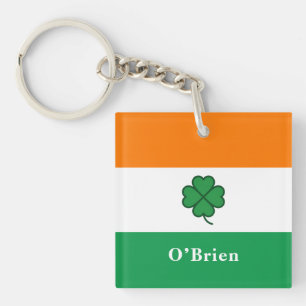 Custom Irish Flag Bottle Opener with Last Name Key Ring