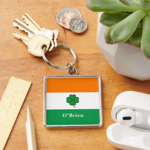 Custom Irish Flag Bottle Opener with Last Name Key Ring