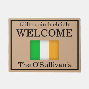 Custom Irish Flag Family Name Door Mat