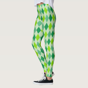 Custom Irish Green Diamonds Pattern Shamrock Leggings